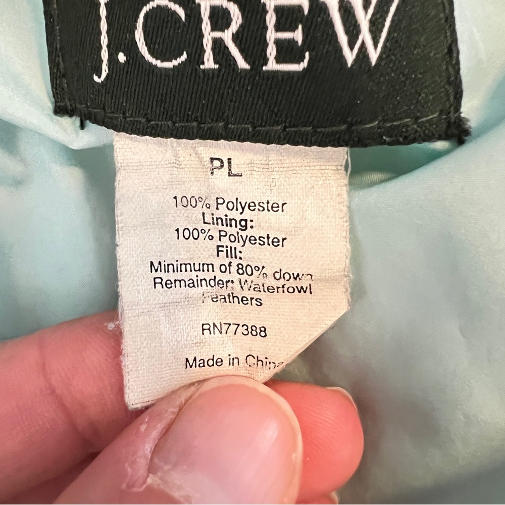 J. Crew Down Filled Quilted Blue Puffer Vest with High Collar | Size Large P - Picture 11 of 11